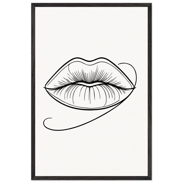 Natural Beauty - Framed Lips Artwork on Matte Paper - - Wooden Framed Posters