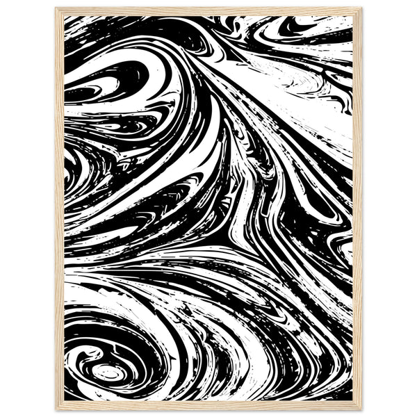 Black & White Swirl - Premium Matte Framed Poster - 45x60 cm 18x24″ Wood frame - Metal Framed Posters