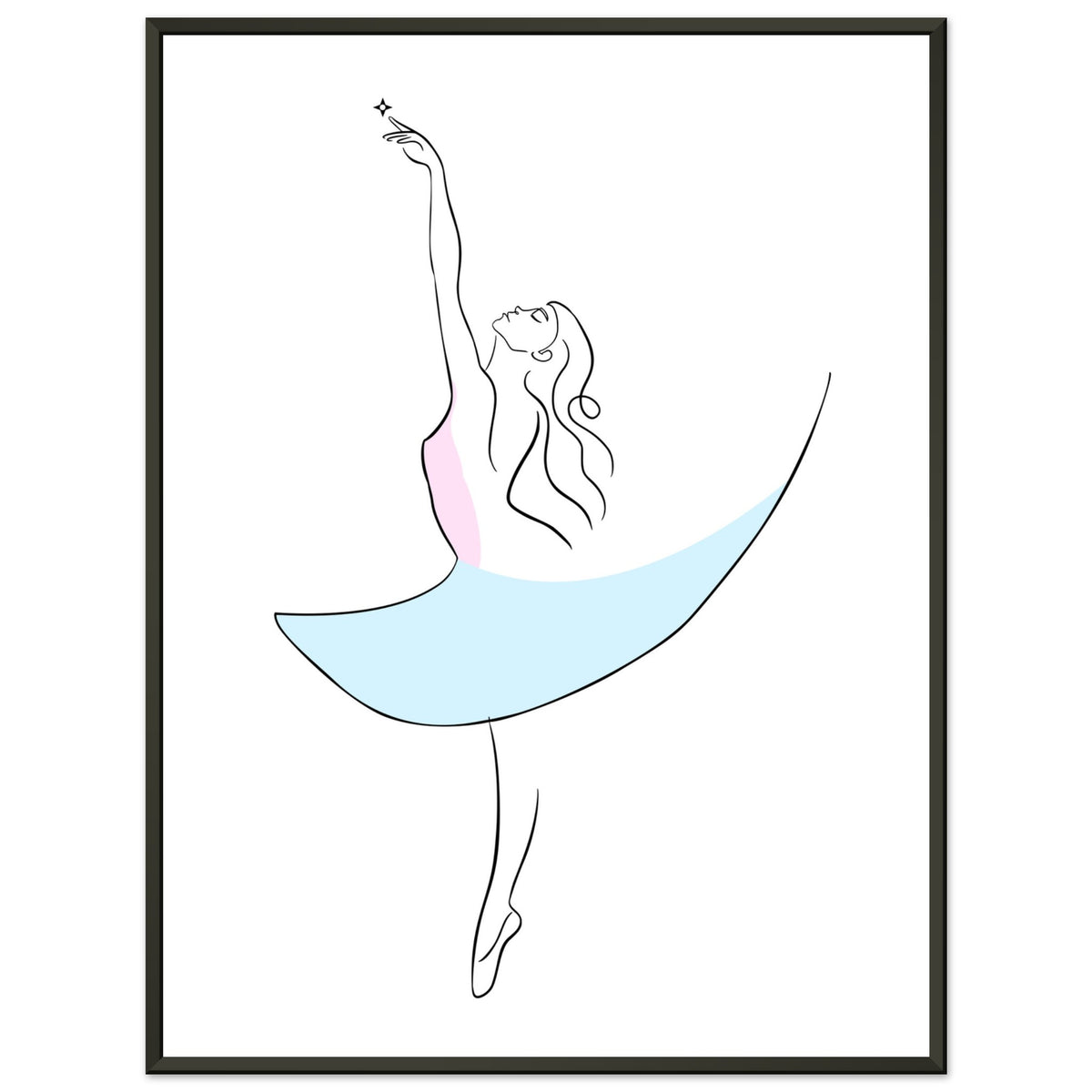 Graceful Dance - Minimalist Ballerina - 45x60 cm 18x24″ - Metal Framed Posters