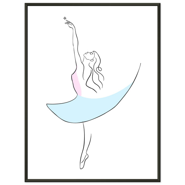 Graceful Dance - Minimalist Ballerina - 45x60 cm 18x24″ - Metal Framed Posters