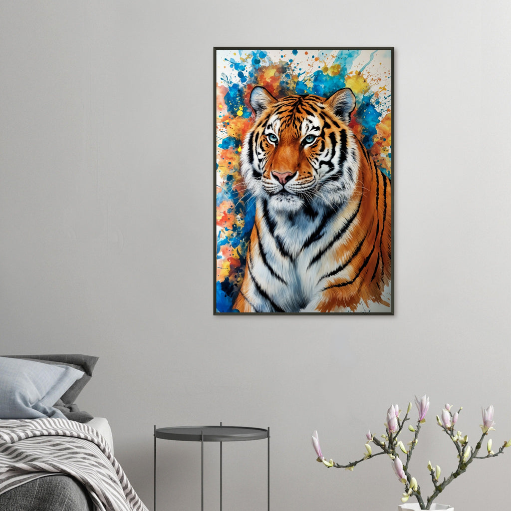 Majestic Roar - The Vibrant Tiger Portrait - 60x90 cm 24x36″ - Framed Posters