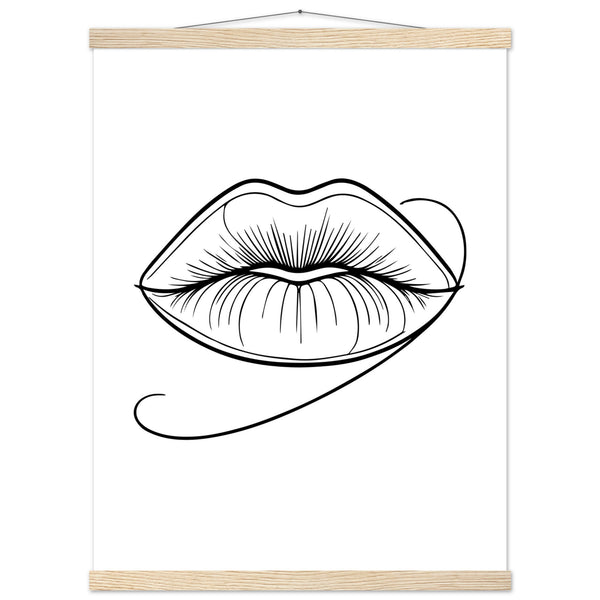 Lips of Expression - Minimalist Art on Premium Poster - 45x60 cm 18x24″ Natural wood wall hanger - Posters With Hanger