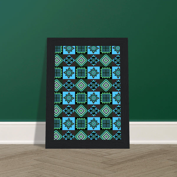 Symmetry in Blue - Luxurious Framed Print - - Wooden Framed Posters