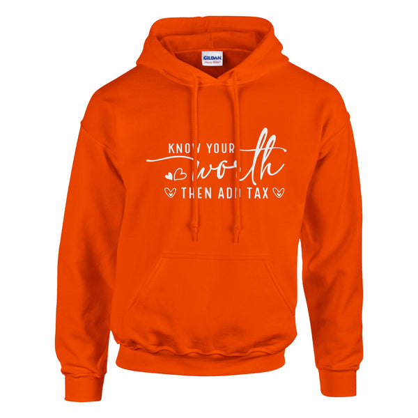 Empowerment Tax - Know Your Worth Hoodie - Orange - Hoodies