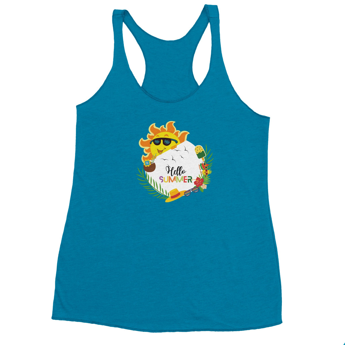 Radiant Reminiscence - Hello Summer Tank Top - Vintage Turquoise - Tank Tops