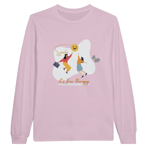 Smile Therapy Long-sleeve Tee for Colleagues - Light Pink - Long Sleeves T-shirts