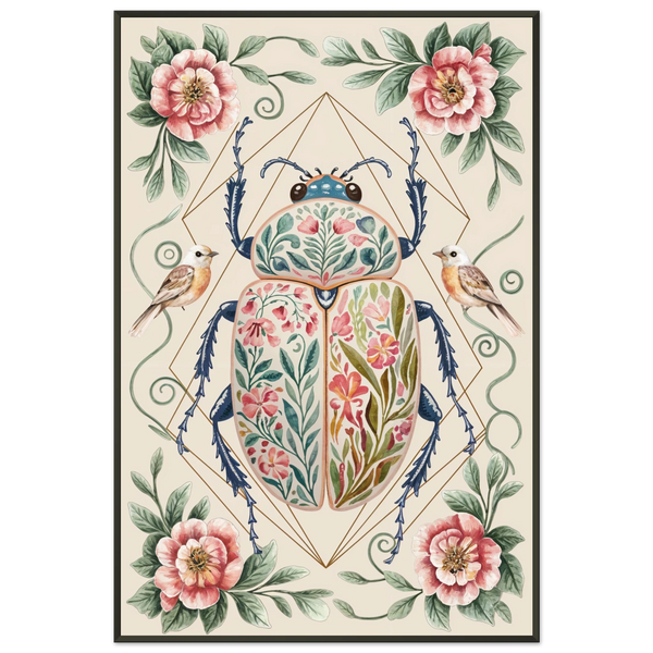Botanical Beetle Framed Print - A Gift of Nature's Artistry - - Metal Framed Posters