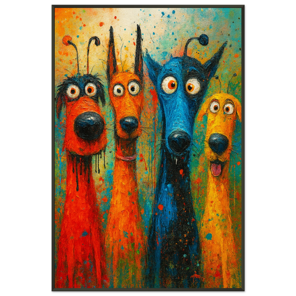 Happy Pups Framed Poster – Perfect Gift for Dog Fans - - Metal Framed Posters