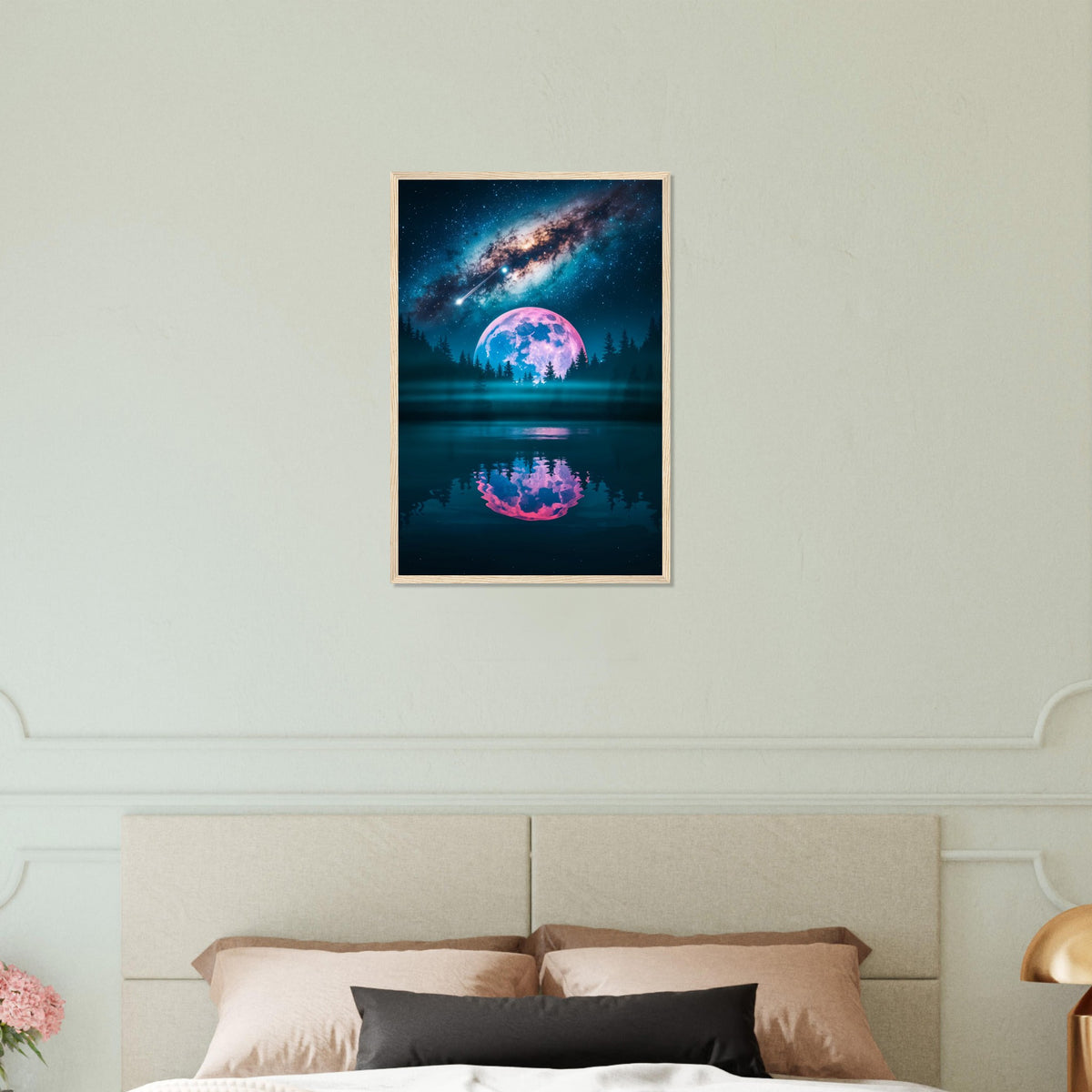 Tranquil Moonscape - Framed Galaxy Artwork - Wood frame 40x60 cm 16x24″ - Wooden Framed Posters