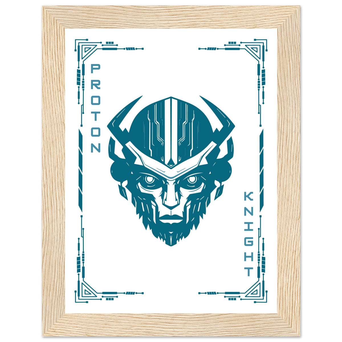 Transform Your Space - "Proton, Neural, Quantum Knights" Poster Set - 15x20 cm 6x8″ Wood frame Proton Knight - Wooden Framed Posters