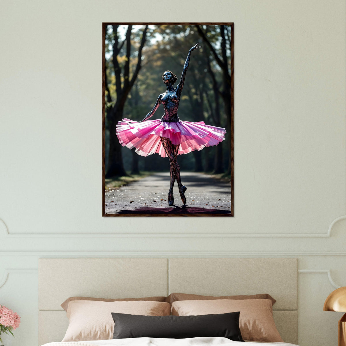 Ballet Reimagined - Iconic Metallic Dance Design - 60x90 cm 24x36″ Dark wood frame - Framed Posters