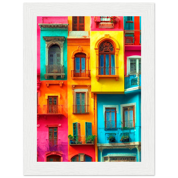 Vibrant Dreams - Colorful Cityscape Art - 13x18 cm 5x7″ White frame - Wooden Framed Poster