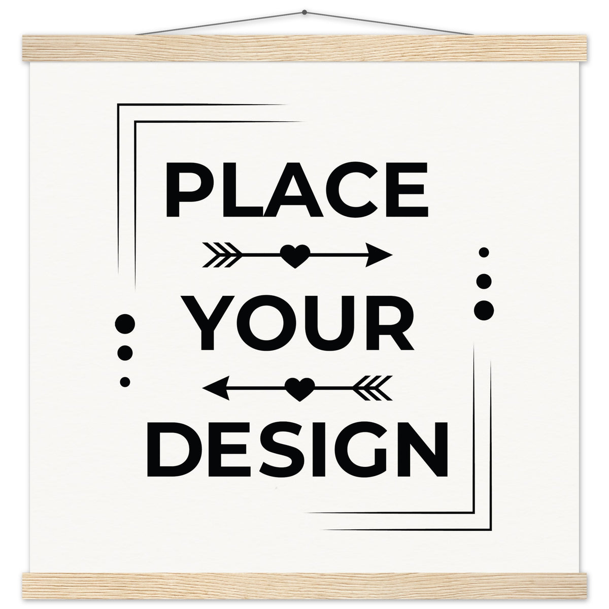 Elevate Your Space - Customizable Premium Matte Paper Poster with Hanger - 45x45 cm 18x18″ Natural wood wall hanger - Wooden Framed Posters