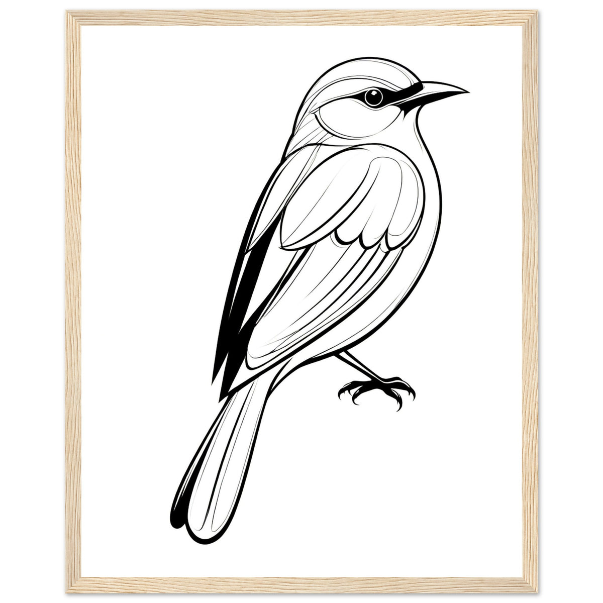 Serenity in Lines - Framed Bird Poster - 40x50 cm 16x20″ Wood frame - Framed Posters