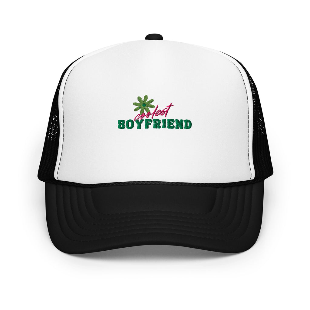 Coolest Boyfriend - Stylish Daisy Foam Trucker Hat - Black White Black - Hats