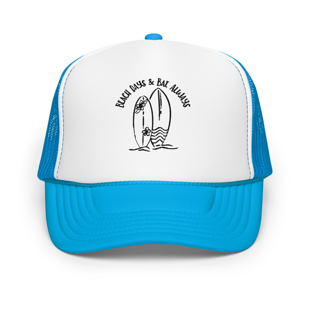 Surf's Companion - Dual Surfboard Foam Trucker Hat - Blue White Blue - Hats