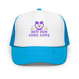 Hot Sun, Cool Love - Tropical Love Foam Trucker Hat - Blue White Blue - Hats
