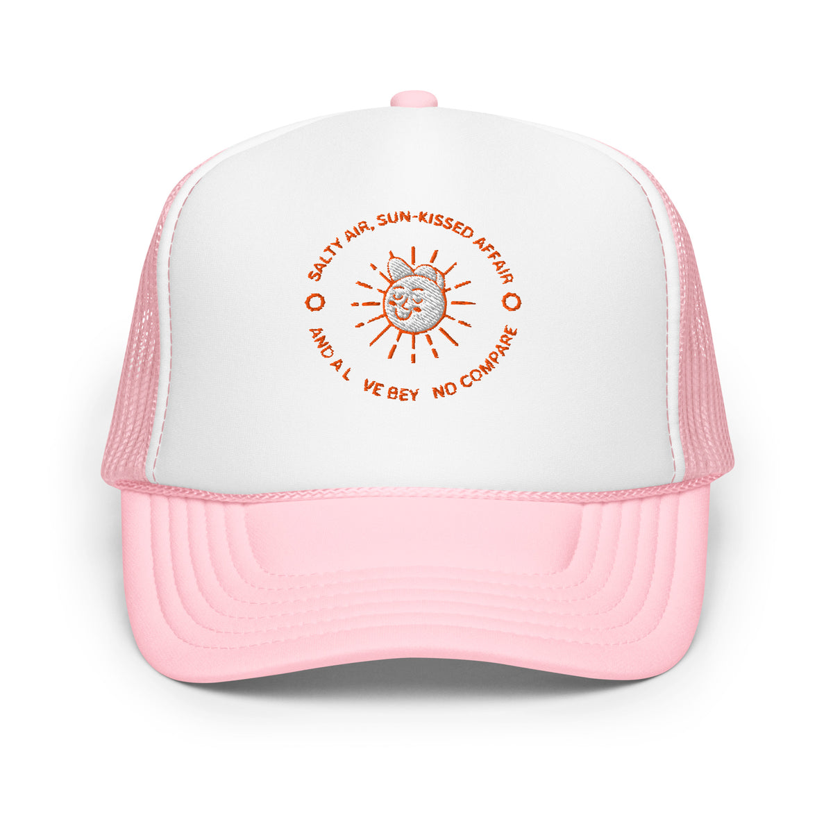 Beach Vibes - Salty Air & Sun-Kissed Love Cap - Light Pink White Light Pink - Hats