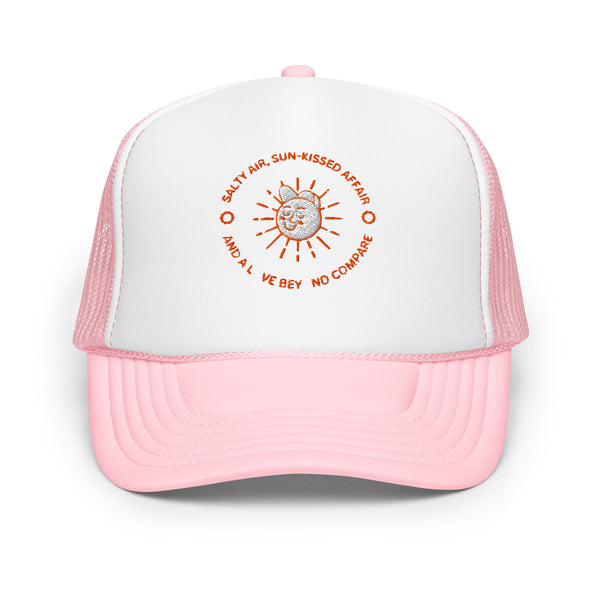 Beach Vibes - Salty Air & Sun-Kissed Love Cap - Light Pink White Light Pink - Hats