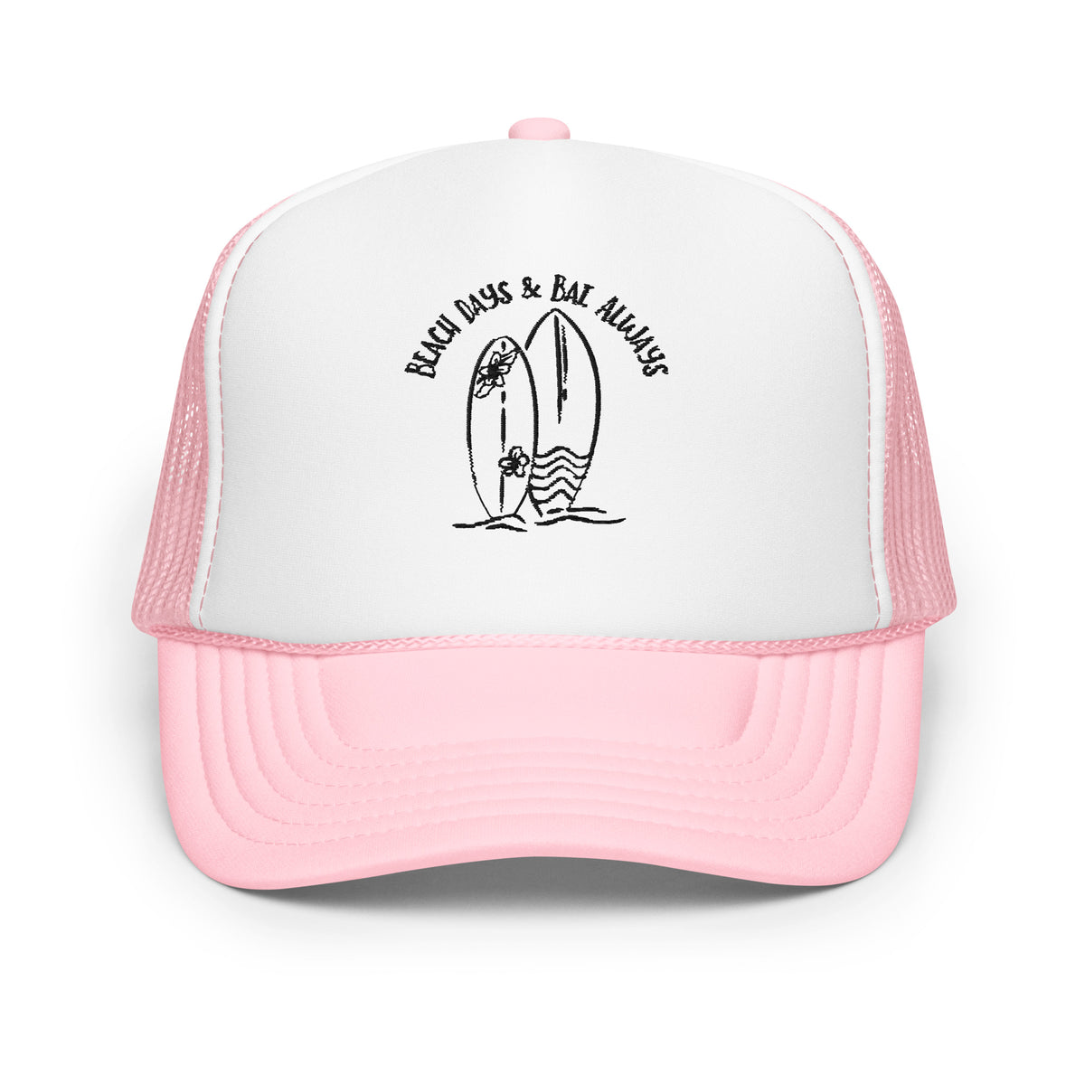 Surf's Companion - Dual Surfboard Foam Trucker Hat - Light Pink White Light Pink - Hats