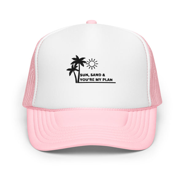 Eternal Sunshine - Classic Sun Design Foam Trucker Hat - Light Pink White Light Pink - Hats