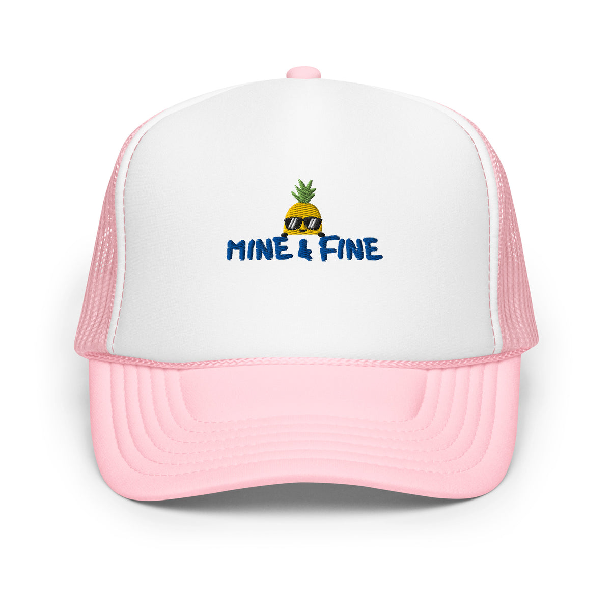 Tropical Charm - Pineapple Sunglasses Foam Trucker Hat - Light Pink White Light Pink - Hats