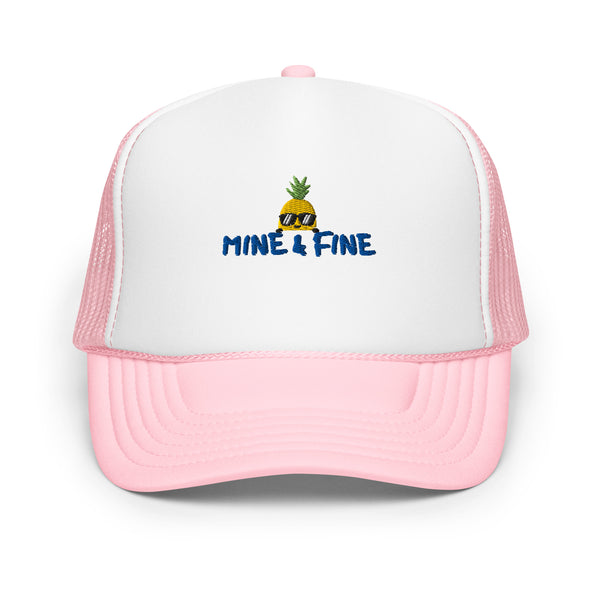 Tropical Charm - Pineapple Sunglasses Foam Trucker Hat - Light Pink White Light Pink - Hats