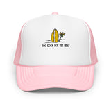 Surf's Up - Tropical Surfboard Foam Trucker Hat - Light Pink White Light Pink - Hats