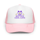 Hot Sun, Cool Love - Tropical Love Foam Trucker Hat - Light Pink White Light Pink - Hats