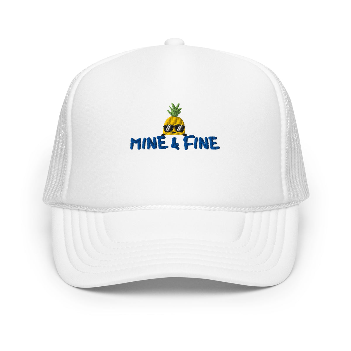 Tropical Charm - Pineapple Sunglasses Foam Trucker Hat - White - Hats