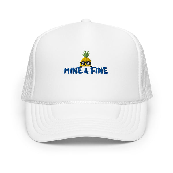 Tropical Charm - Pineapple Sunglasses Foam Trucker Hat - White - Hats