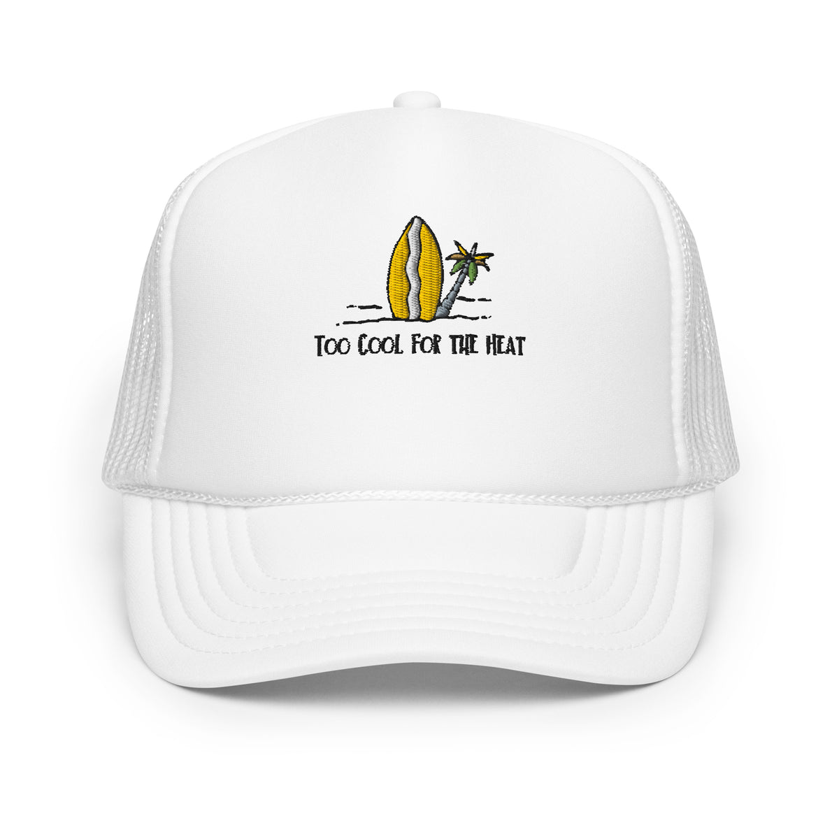 Surf's Up - Tropical Surfboard Foam Trucker Hat - White - Hats