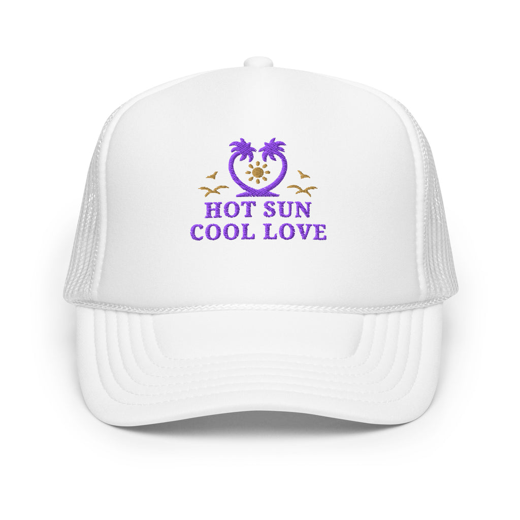 Hot Sun, Cool Love - Tropical Love Foam Trucker Hat - White - Hats