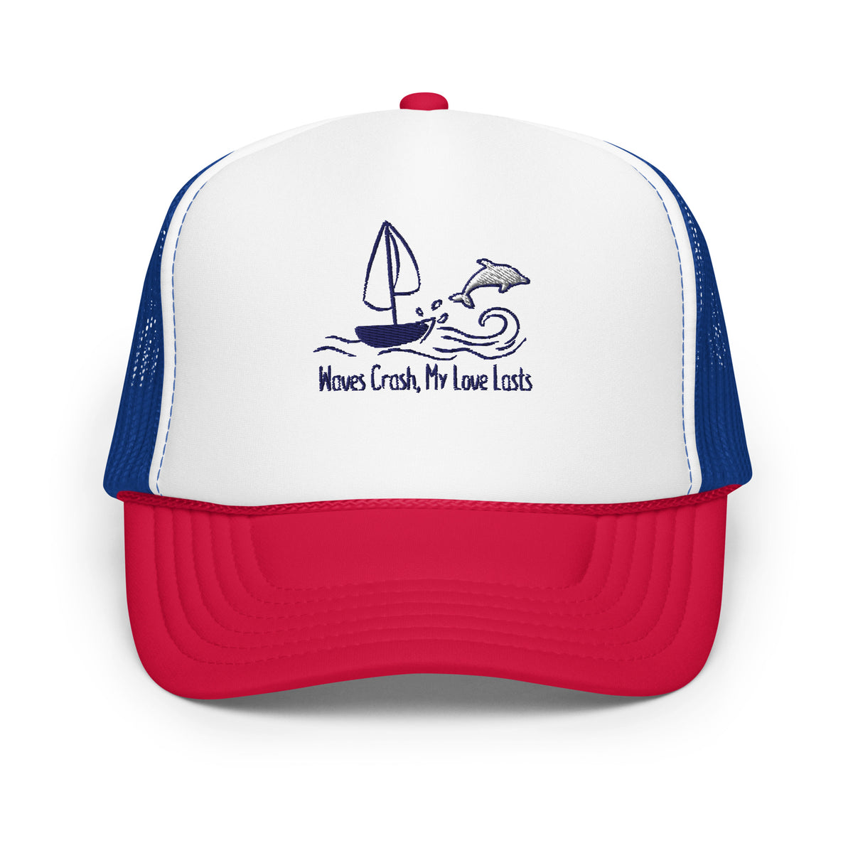 Eternal Voyage - Nautical Love Foam Trucker Hat - White Royal Red - Hats