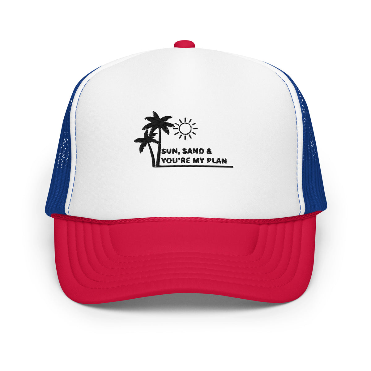 Eternal Sunshine - Classic Sun Design Foam Trucker Hat - White Royal Red - Hats