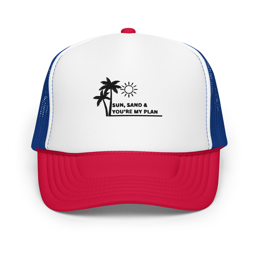 Eternal Sunshine - Classic Sun Design Foam Trucker Hat - White Royal Red - Hats