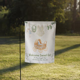 Vintage Pram Garden Flag – A Warm Hello to Baby Girl - Default Title - Printed Flags
