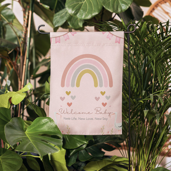 Rainbow Baby Girl Garden Flag – A Soft Start to Love - Default Title - Printed Flags