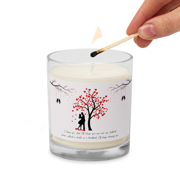 Romantic Whispers - Heart Leaves and Silhouette Candle - - Wax Candle