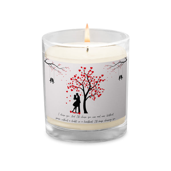 Romantic Whispers - Heart Leaves and Silhouette Candle - Default Title - Wax Candle