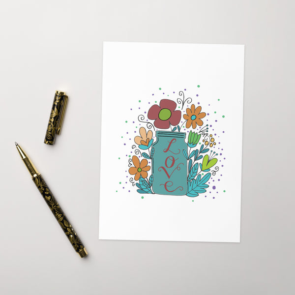 Blossoming Memories - Hand Drawn Flower Vase Greeting Card - 5″×7″ - Greeting Cards