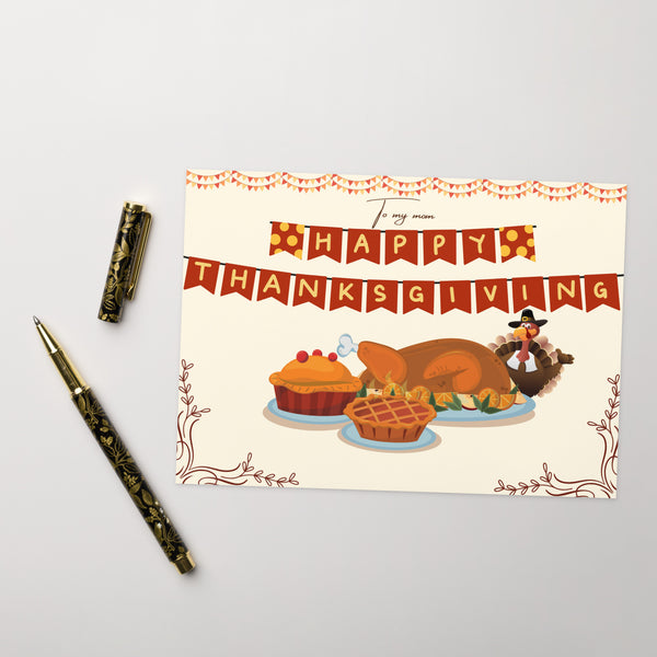 Thanksgiving Love for Mom - Festive Greeting Card - Default Title - Greeting Cards