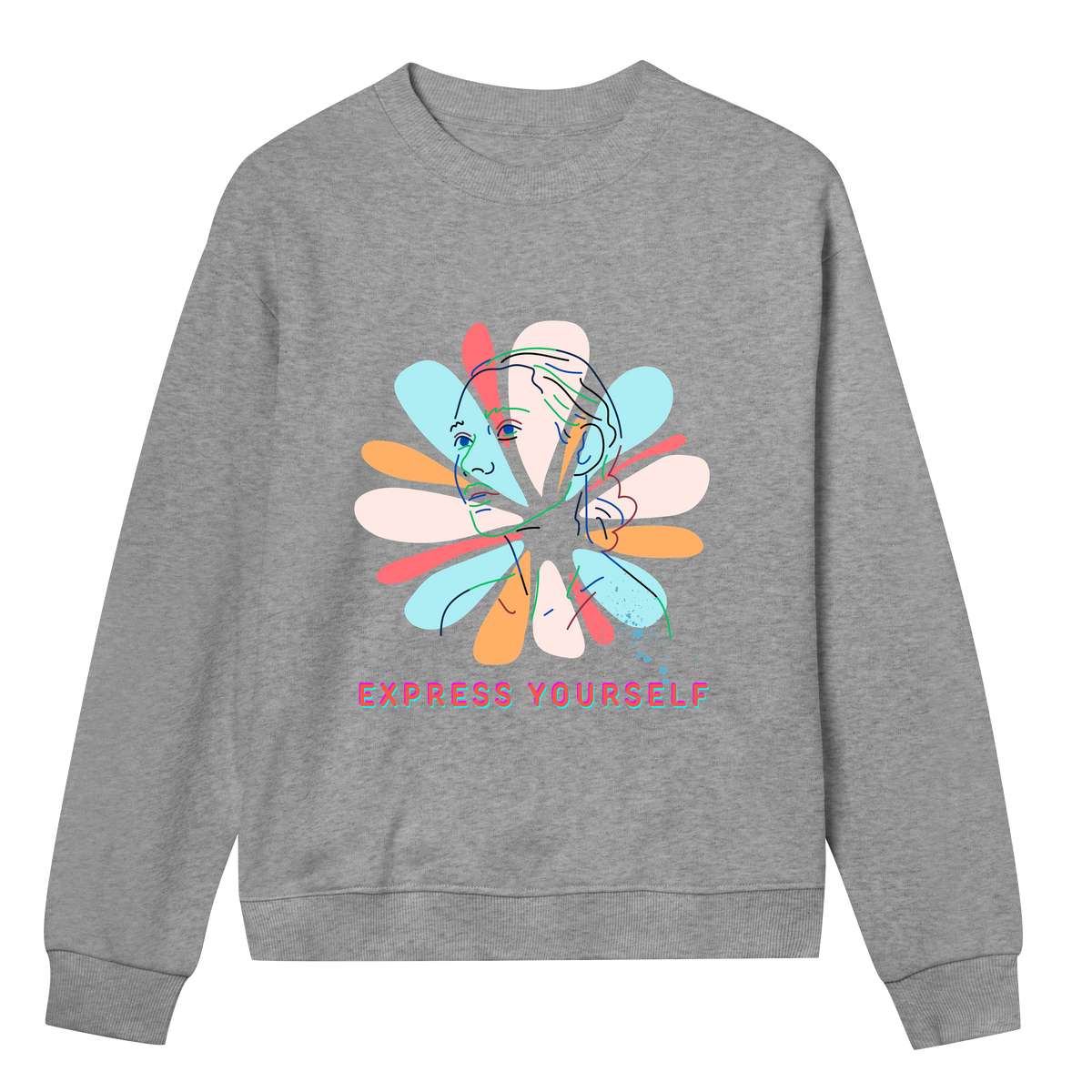 Expressive Petals - Stylish and Artistic Sweatshirt - Grey melange women - Sweatshirts