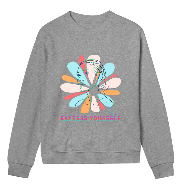 Expressive Petals - Stylish and Artistic Sweatshirt - Grey melange women - Sweatshirts