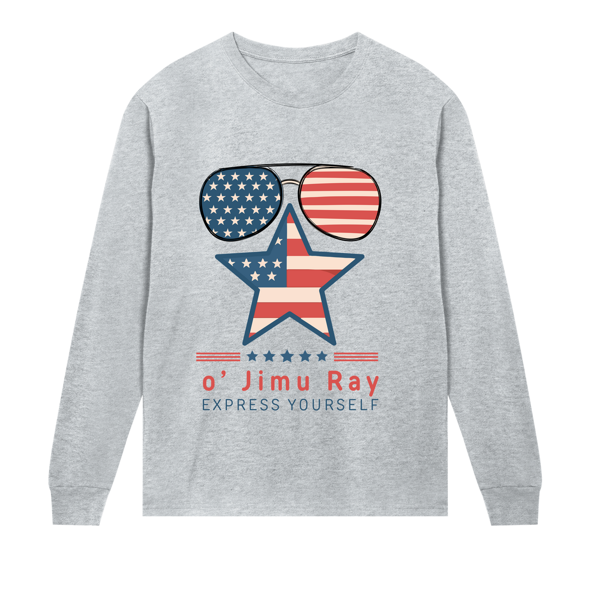 Patriotic Star - Cool Style o' Jimu Ray 4th July Special - Grey melange men - Long Sleeve T-shirts