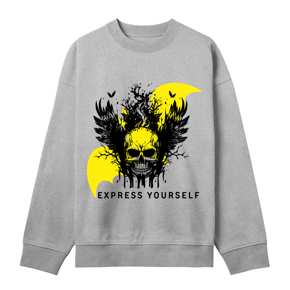 Dark Elegance - Skull in Shadows - Grey melange men - Sweatshirts