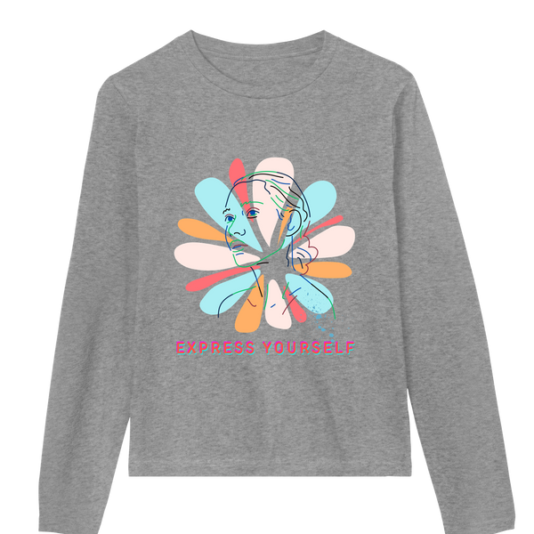 Floral Fusion - Bold Artistic Tee - Grey melange women - Long Sleeve T-shirts