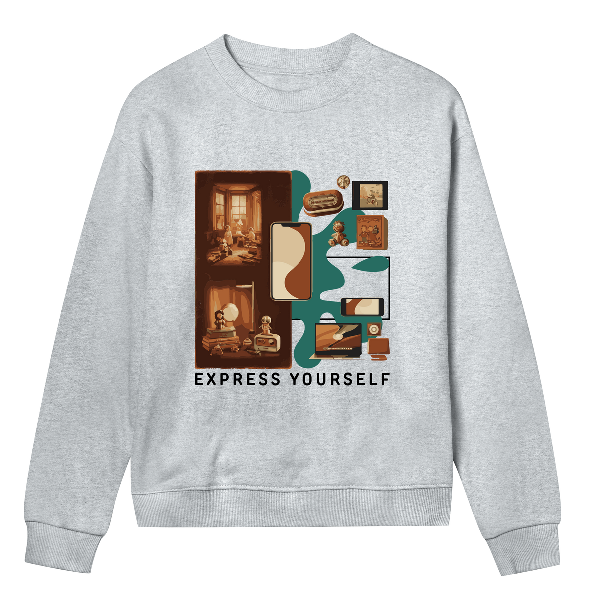 Nostalgic Collage - Past Meets Present - Grey melange women - Sweatshirts