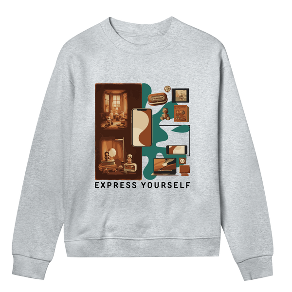 Nostalgic Collage - Past Meets Present - Grey melange women - Sweatshirts