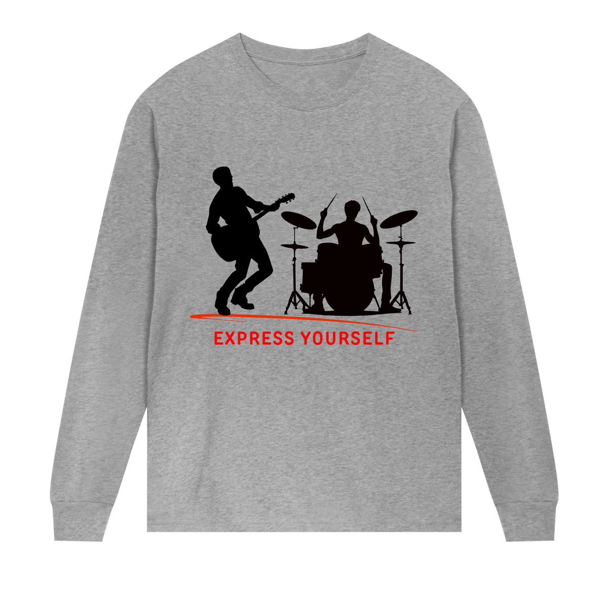 Rhythm of Style - Drummer Tee - Grey melange men - Long Sleeve T-shirts